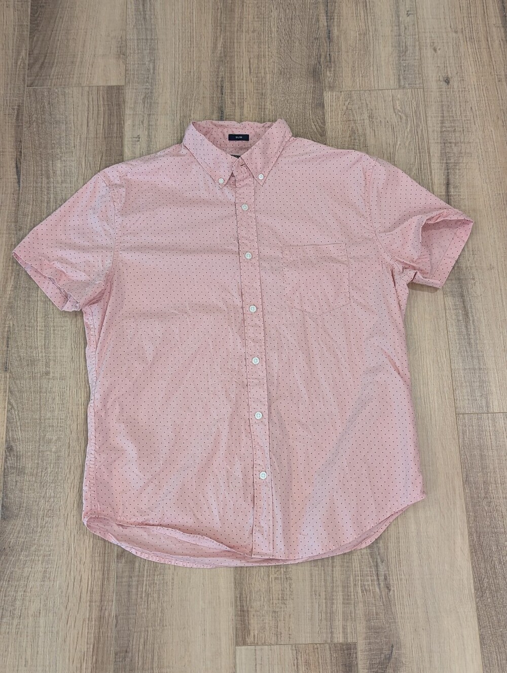 J. Crew Pink Short-Sleeve Button-Down Shirt with Micro Dot